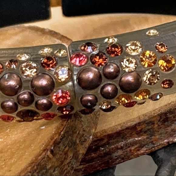 Alexis Bittar bangle bracelet Swarovski Crystal Pearl Oval hinged Lucite - Picture 7 of 7